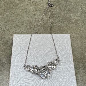Swarovski Silver Necklace with Crystal Hexagons